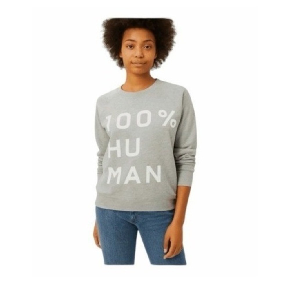 Everlane The 100% Human Typography‎ French Terry Sweatshirt Gray White S